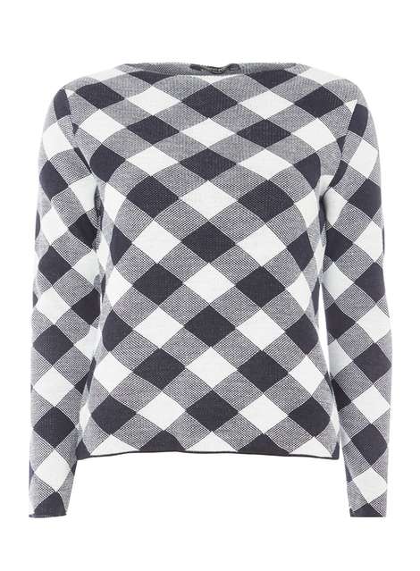 blue and White Check Jumper
